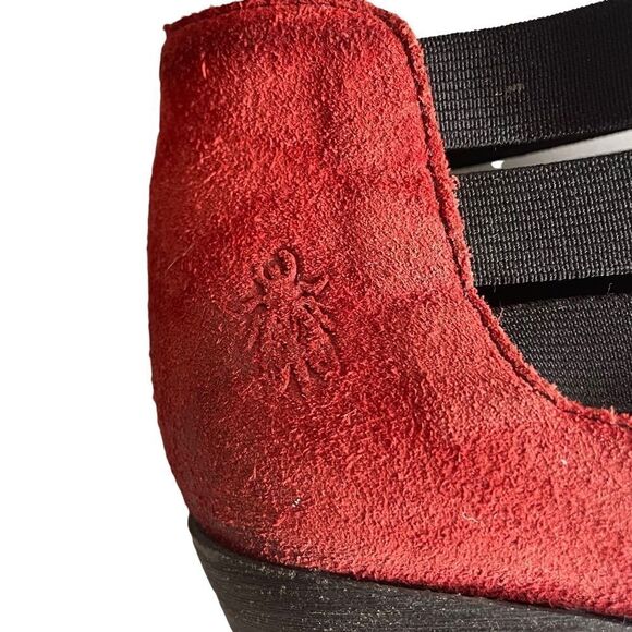 FLY LONDON Suede Ankle Boots Heel Red 37 - Picture 8 of 11